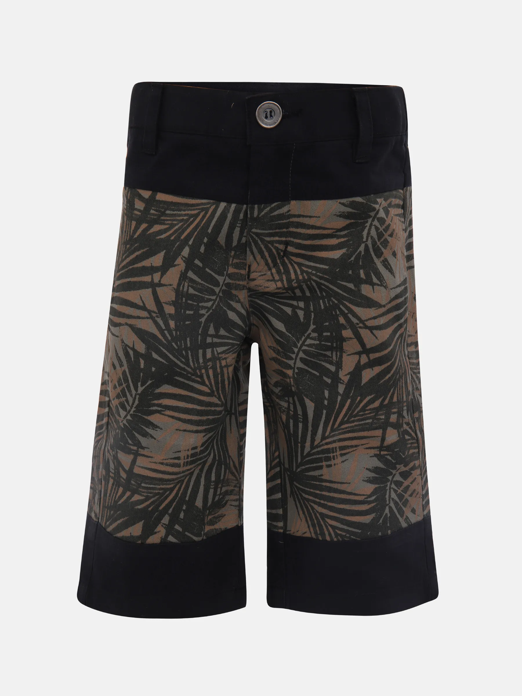 Black Printed Gabardine Short Pant